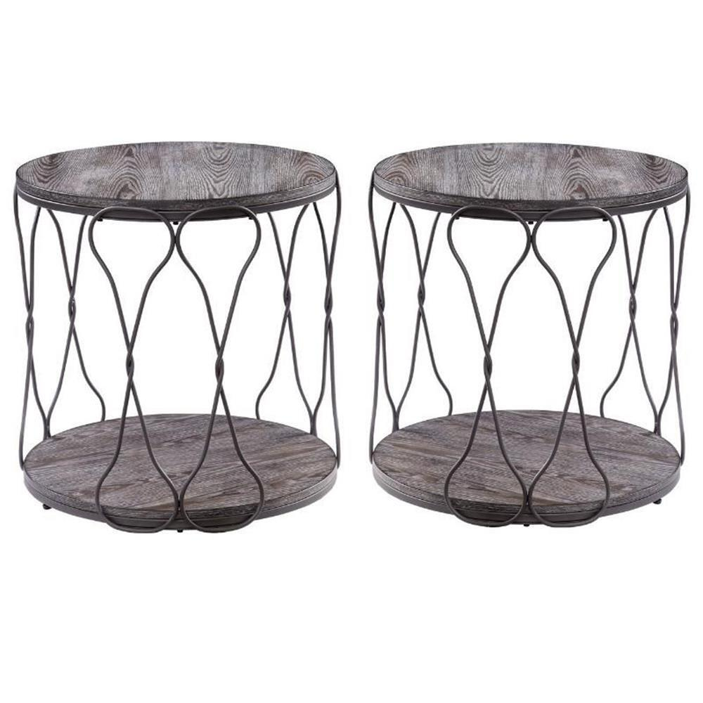 Home Square Haverford Wood 1-Shelf End Table In Weathered Gray - Set Of ... inside Maximizing Small Space Potential with Smart Storage Solutions