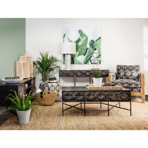 Homeroots 23.75 In. Black Rectangle Solid Manufactured Wood Coffee ... in Homeroots 12.75" X 19.5" X 23.75" Grey Finish And Metal Accent Table