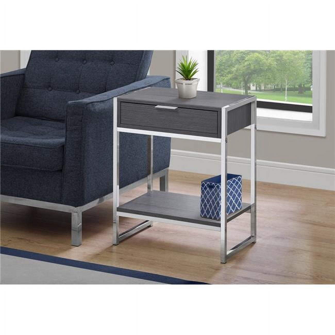 Homeroots 333230 24 In. Grey Particle Board, Mdf & Chrome Metal Accent ... intended for Homeroots 32" Particle Board And Chrome Metal Accent Table