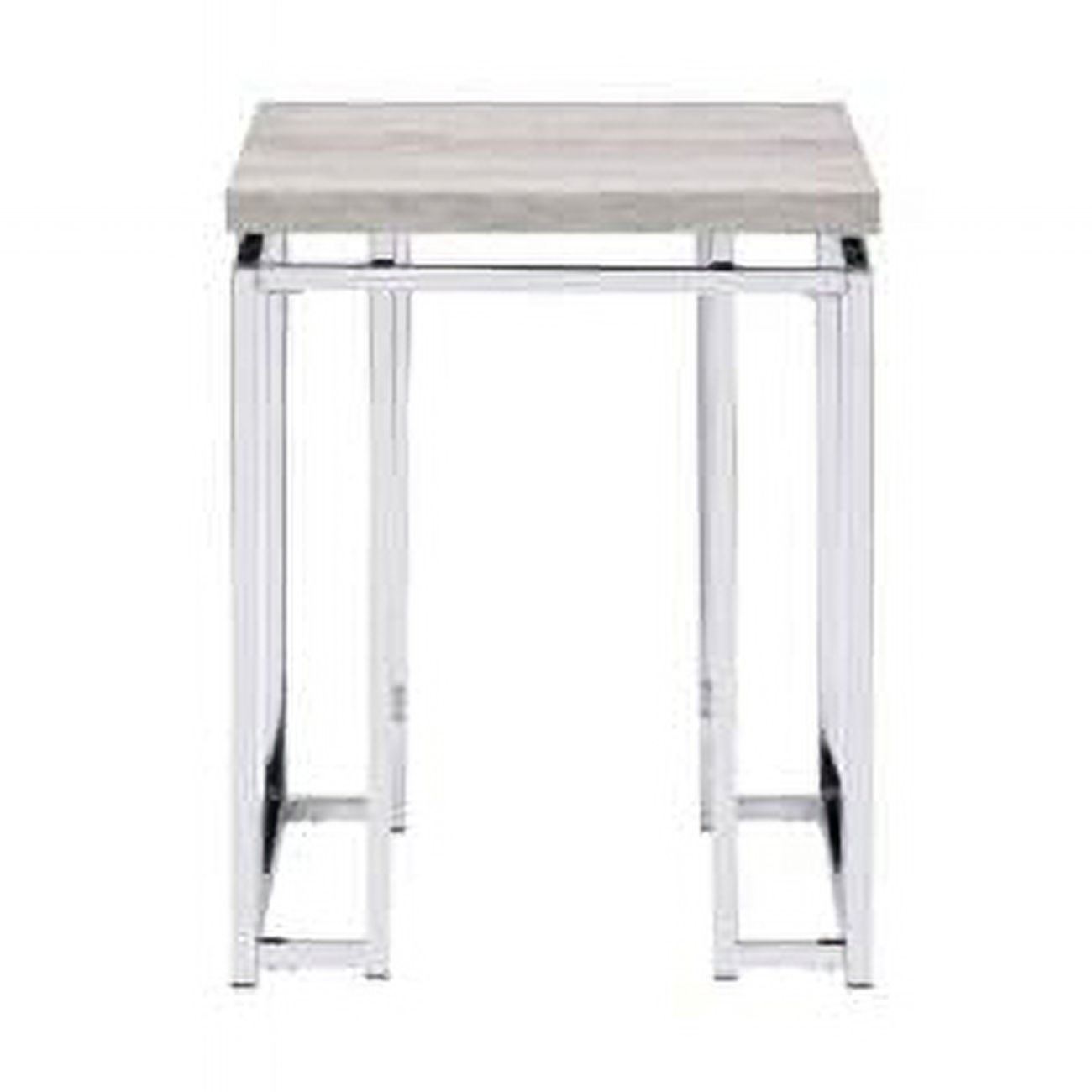 Homeroots 486390 24 X 19 X 19 In. Chrome & Natural Oak Manufactured ... with regard to How HomeRoots 32 inch Particle Board and Chrome Metal Tables Fit Modern Living Spaces