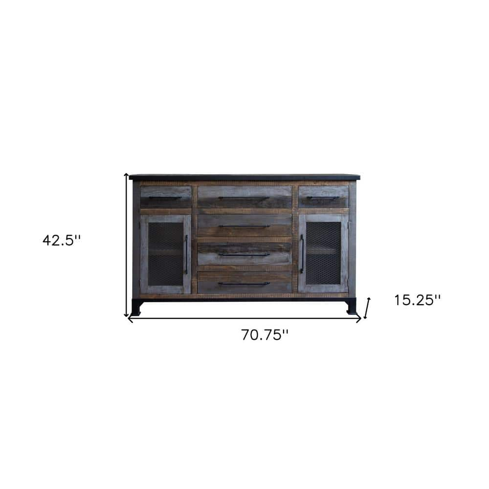 Homeroots Charlie Brown Wood 70.75 In. Buffet Table 2000527088 - The ... throughout Homeroots 12.75" X 19.5" X 23.75" Grey Finish And Metal Accent Table