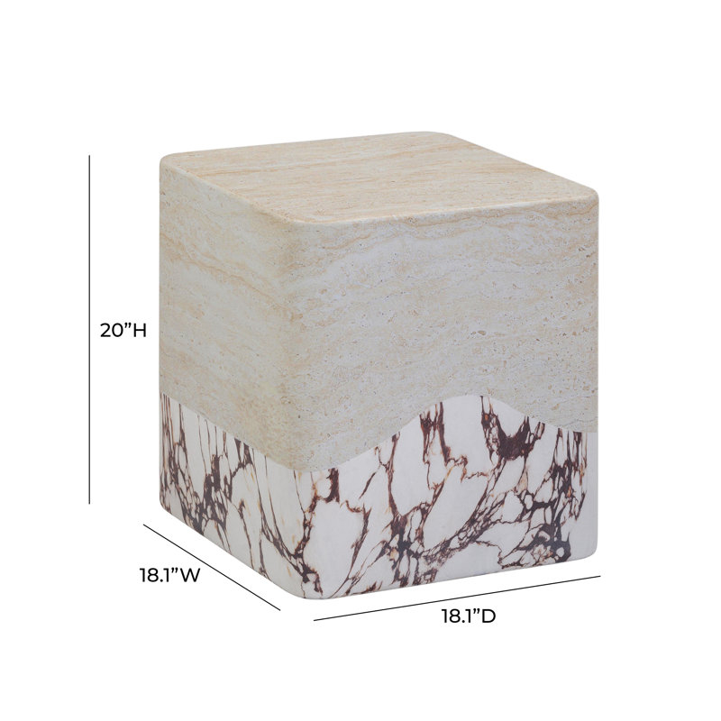 Ivy Bronx Brut Travertine & Breccia Concrete Indoor / Outdoor Side ... pertaining to Understanding the Durability of Brut Travertine and Breccia Concrete for Outdoor Living Spaces