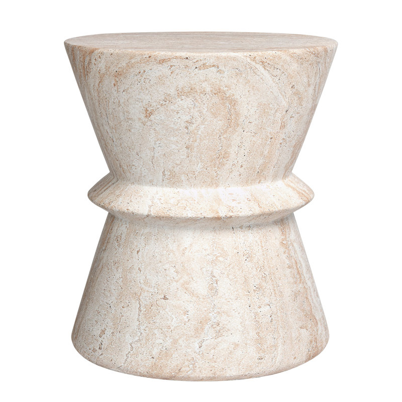 Ivy Bronx Hourglass Travertine Stone Finish Italian Design Mgo Side ... throughout Hexagonal Travertine Stone Finish Italian Design Mgo Side Accent Table