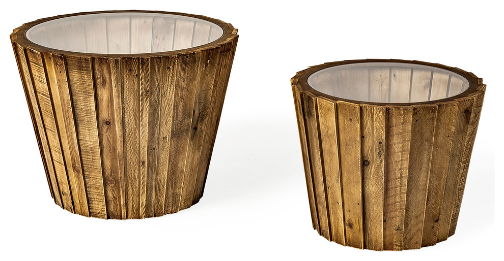John Paul Solid Wood W/Glass Top Round Accent Tables (Set Of 2 ... throughout Exploring the durability and aesthetic appeal of wooden tables with glass tops