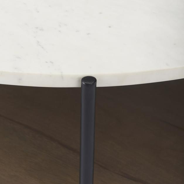 Larkin 42" Round Two-Tier White Marble Top And Solid Wood Shelf W ... within Bombola White Marble W/Black Metal Frame Round Accent Table, Large