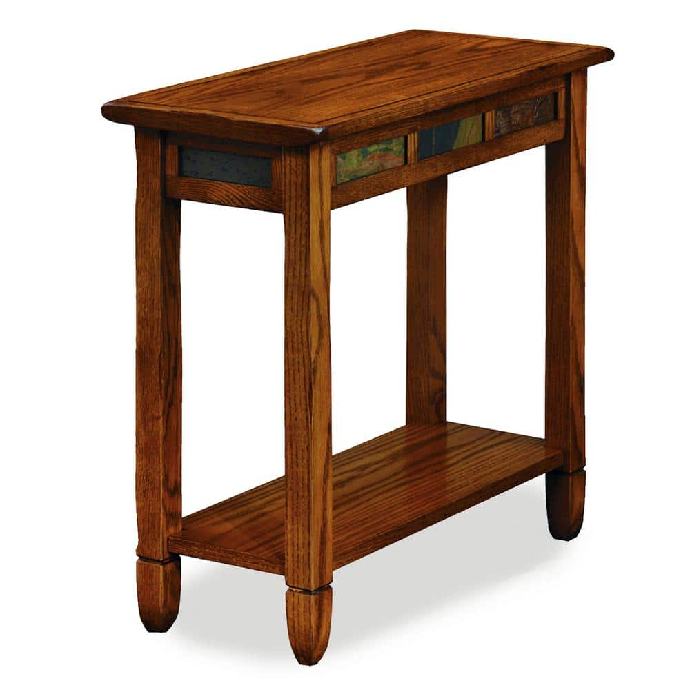 Leick Home 12 In. W X 24 In. D Rustic Oak With Slate Tile Highlights ... inside How to Choose the Right Wood Finish for Your Living Space