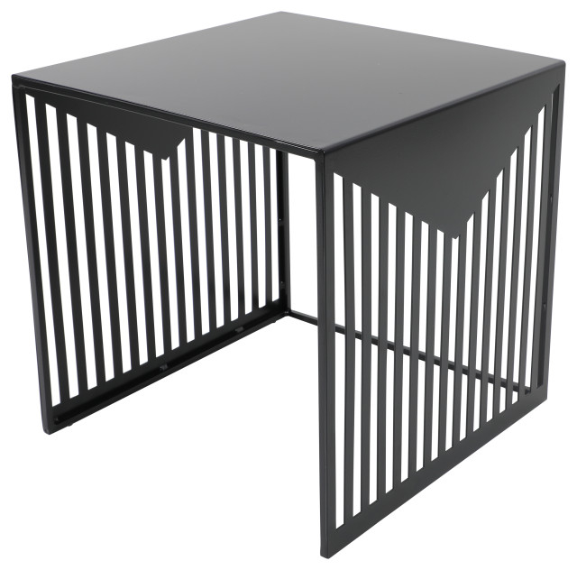 Leisuremod Cisco Modern Square Steel Side Table - Midcentury - Side ... in Leisuremod Hazelton End Table Manufactured Wood Top And Steel Base, Black