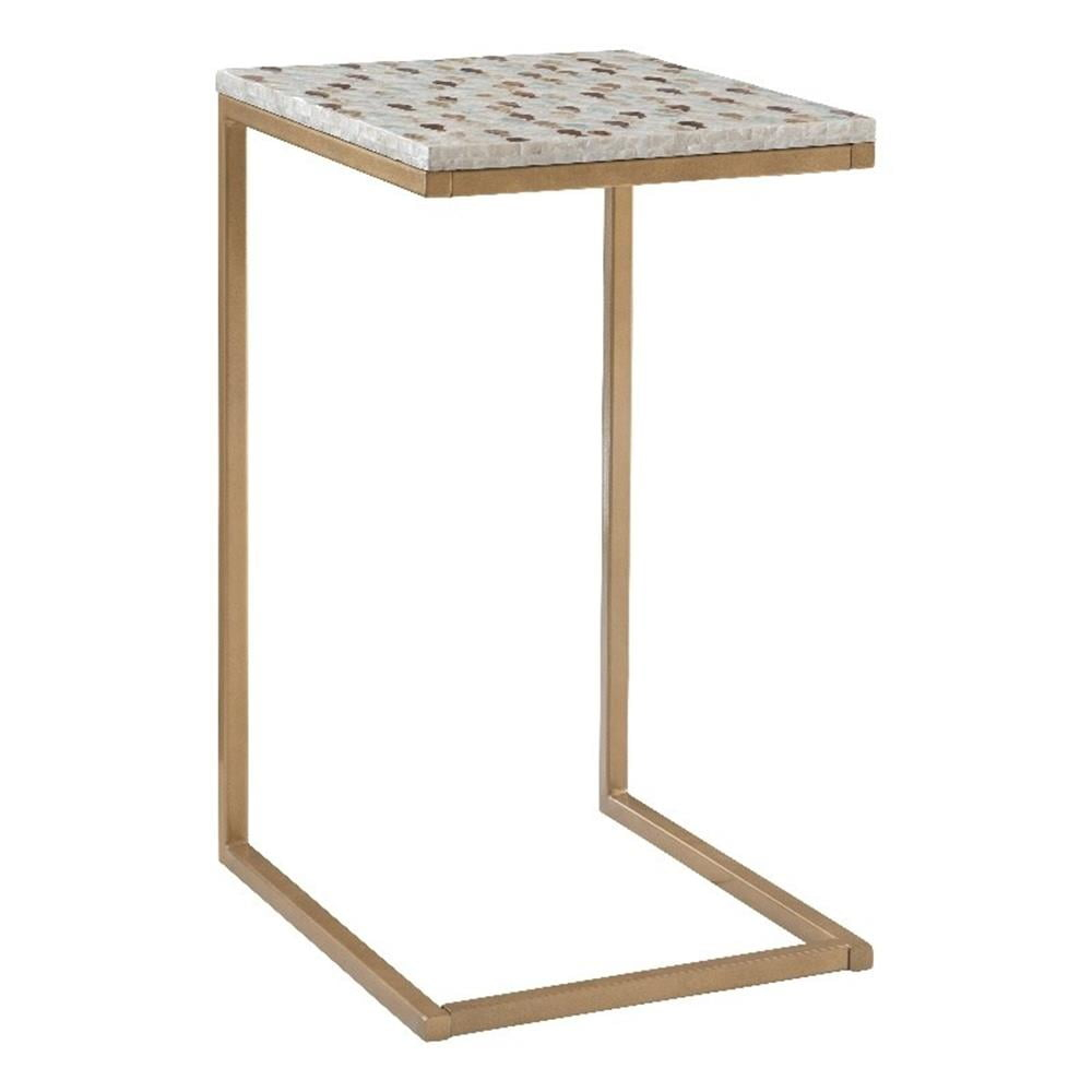 Linon Paola Capiz Shell Fish Mosaic Iron C-Frame Accent Table In Gold ... pertaining to Linon Paola Capiz Shell Fish Mosaic Iron C-Frame Accent Table In Gold/Cream