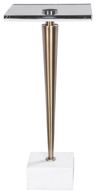 Luxe Tapered Gold Metal Pedestal Table White Marble Crystal Top Square ... intended for How Contemporary Designers Incorporate Gold and Marble in Dining Spaces