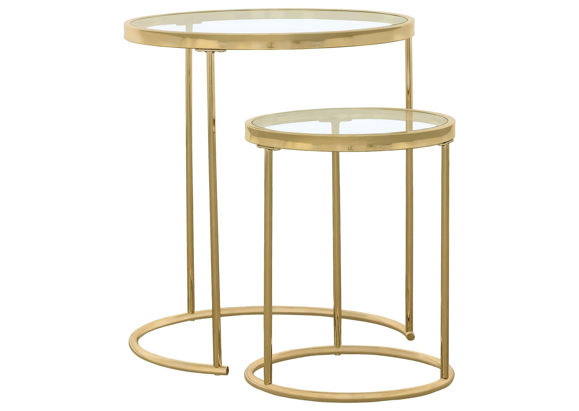 Maylin 2-Piece Round Glass Top Nesting Table Set Gold inside Creating Functional Living Spaces with Nested Furniture Solutions