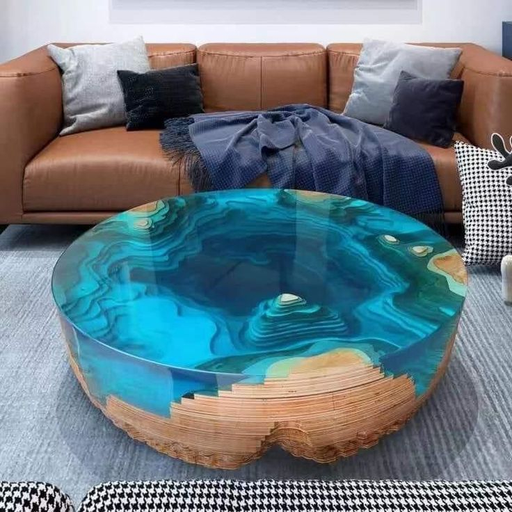 Modern Epoxy Resin Round Tables Designs Epoxy Resin Art Epoxy Resin ... pertaining to Modern Spiral Wavy Round Table, Epoxy Resin & Wood, Orange