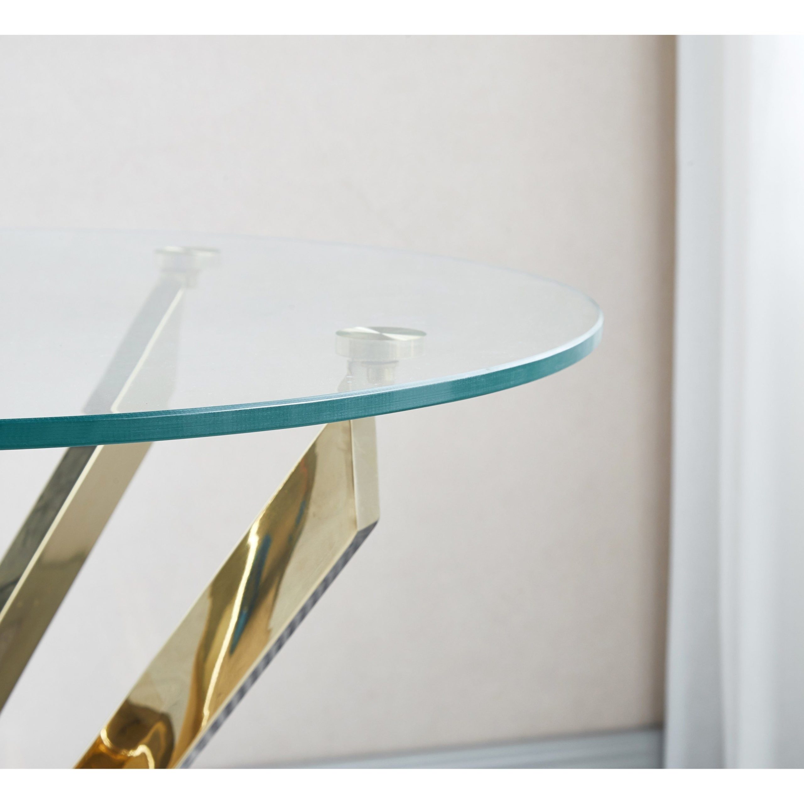 Modern Round Tempered Glass End Table With Chrome Legs - Bed Bath ... throughout Modern Contemporary Round Clear Tempered Glass End Table, Chrome