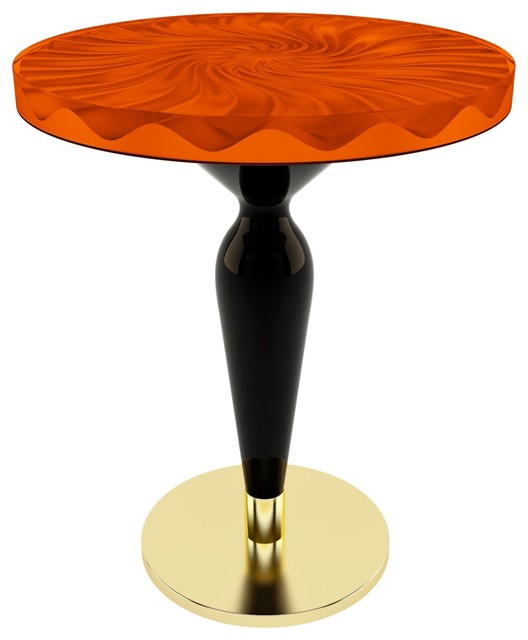 Modern Spiral Wavy Round Table, Epoxy Resin & Wood - Contemporary ... pertaining to Modern Spiral Wavy Round Table, Epoxy Resin & Wood, Orange