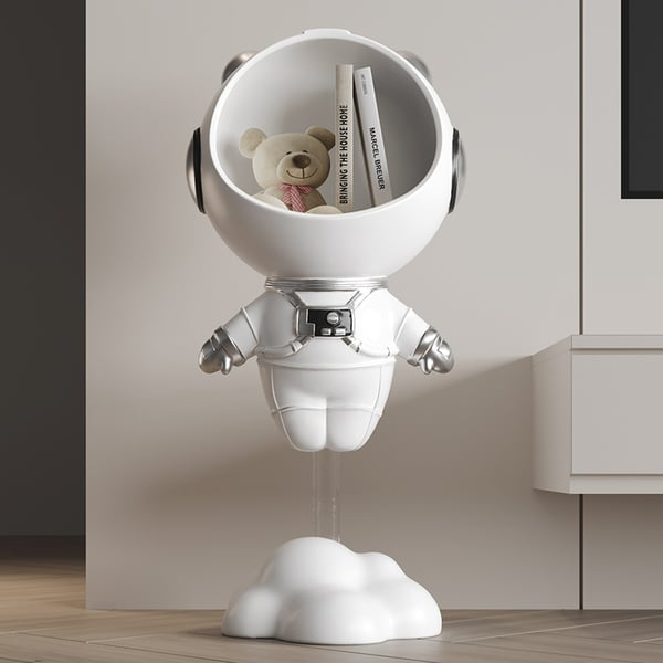 Modern White Astronaut Side Table Floor Figurine End Table Storage ... intended for How White Astronaut Figurines Transform Small Space Storage Solutions