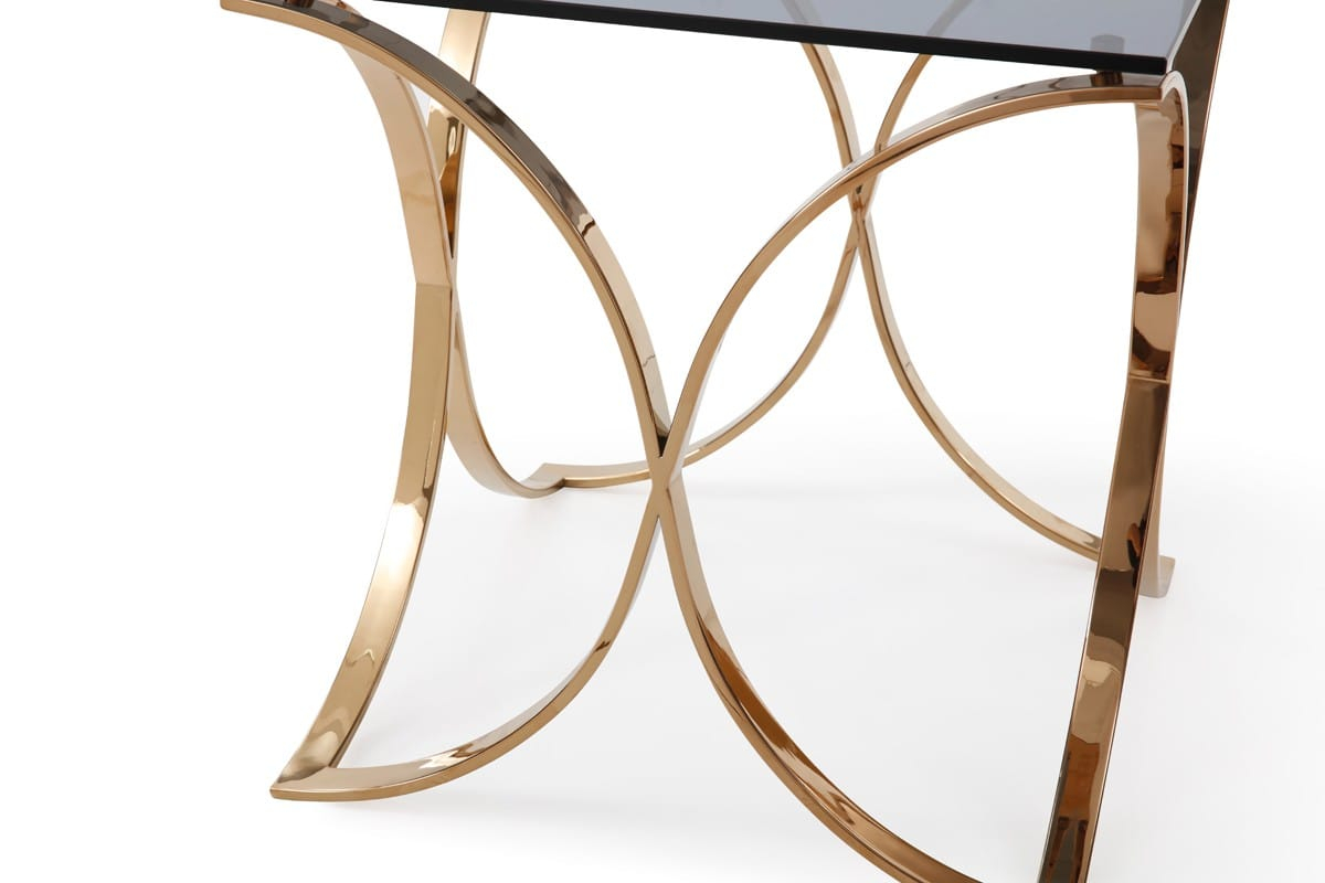 Modrest Reklaw Modern Smoked Glass & Rosegold End Table At Futonland throughout Why This End Table Took Me 3 Attempts to Get Right (The Modrest Reklaw Lesson)