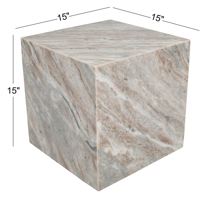 Orren Ellis Felix 15" Contemporary Natural Marble Handmade Cube End ... with regard to Marble's Role in Creating Statement Furniture Pieces