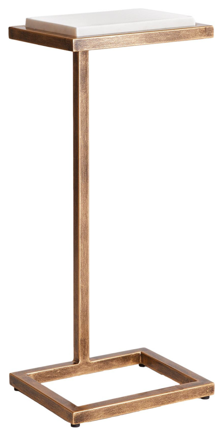 Petite Minimalist Bronze White Accent Table Cantilever Pull Up Marble ... in Petite Minimalist Bronze White Accent Table Cantilever Pull Up Marble Metal Gold