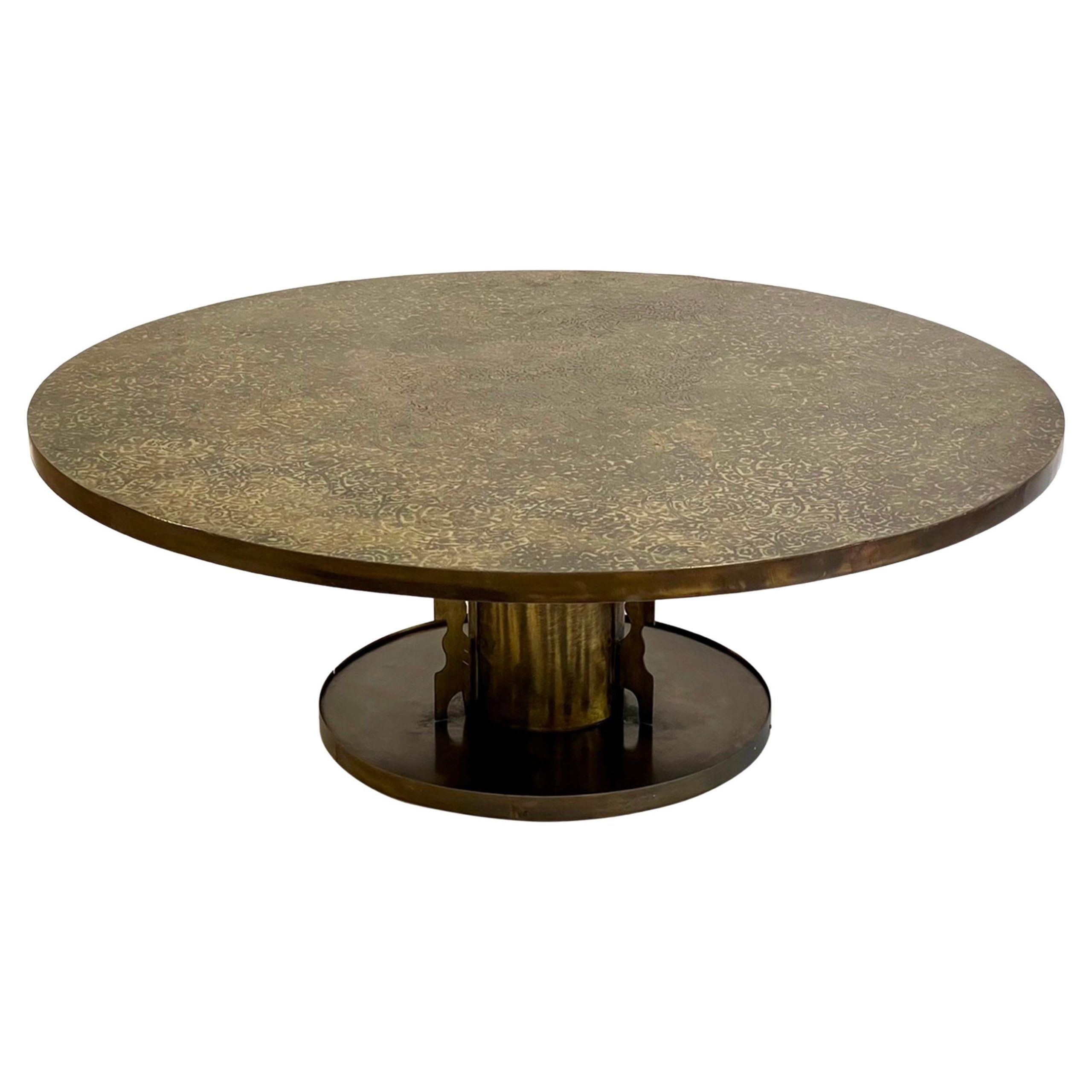 Philip And Kelvin Laverne Bronze Round Coffee Table At 1Stdibs within Classic Minimalist Bronze Metal Round Table