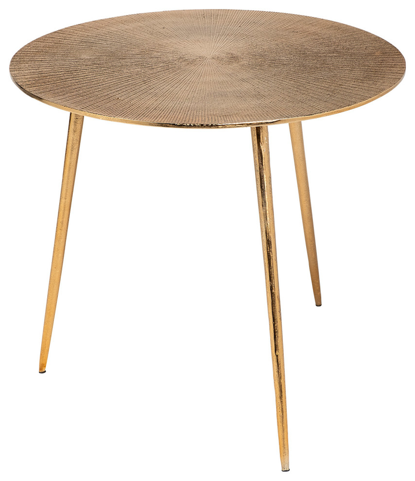 Reva I (Large) Gold Cast Aluminum 3-Legged Round Accent Table ... intended for Reva I (Large) Gold Cast Aluminum 3-Legged Round Accent Table
