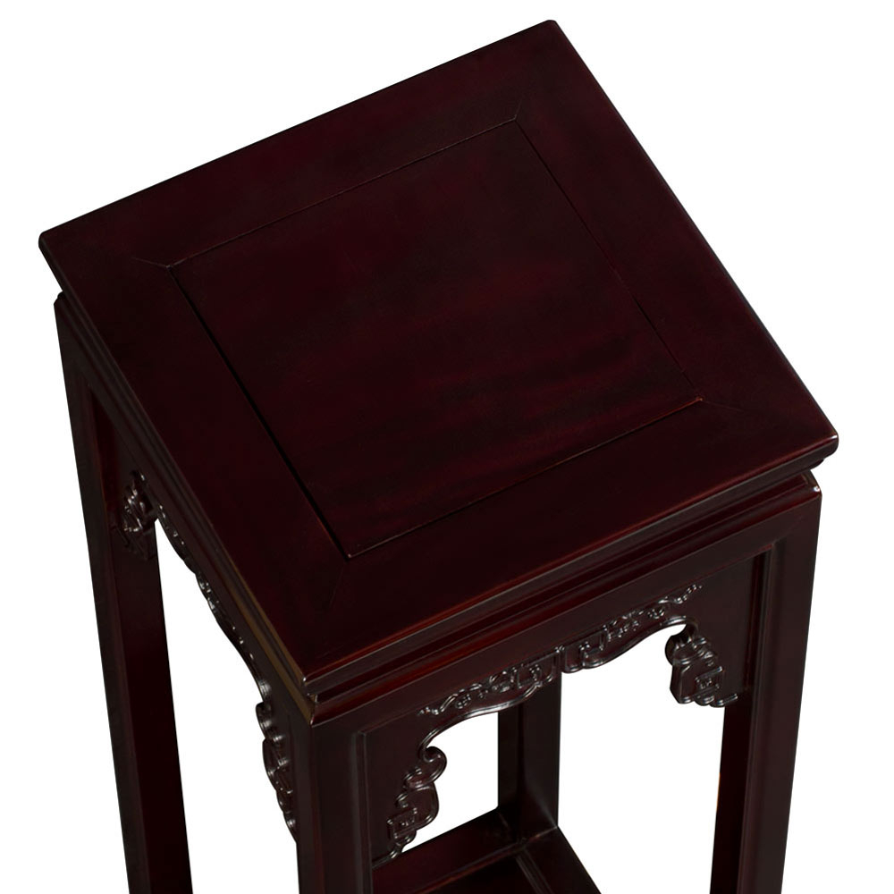 Rosewood Chinese Cloud Motif Square Pedestal with Exploring the Cultural Significance of Mother of Pearl Inlay Work