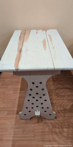 Rustic Solid Wood Painted Farm Table | Maxsold within Exploring Navajo Red's Rich History in Interior Design