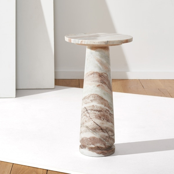 Safavieh Couture Valentia Tall Round Marble Accent Table - 22 In W X 21 ... inside Safavieh Couture Valentia Tall Round Marble Accent Table, Black