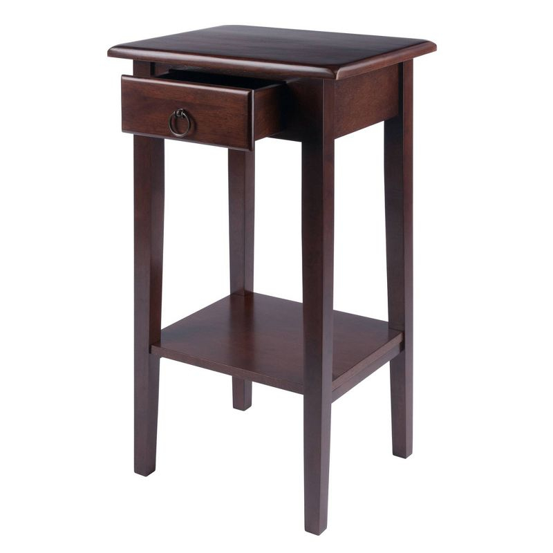 Save 62% • Regalia Accent Table With Drawer, Shelf - Antique Walnut ... with regard to Winsome Regalia Phone Stand Solid Wood Accent Table In Anitque Walnut