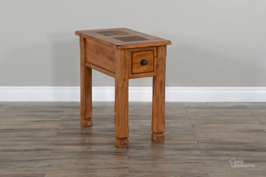 Sedona Slate Top Chairside Table By Sunny Design | 1Stopbedrooms in Sunny Designs Sedona 15 inch transitional wood chair side table in rustic oak