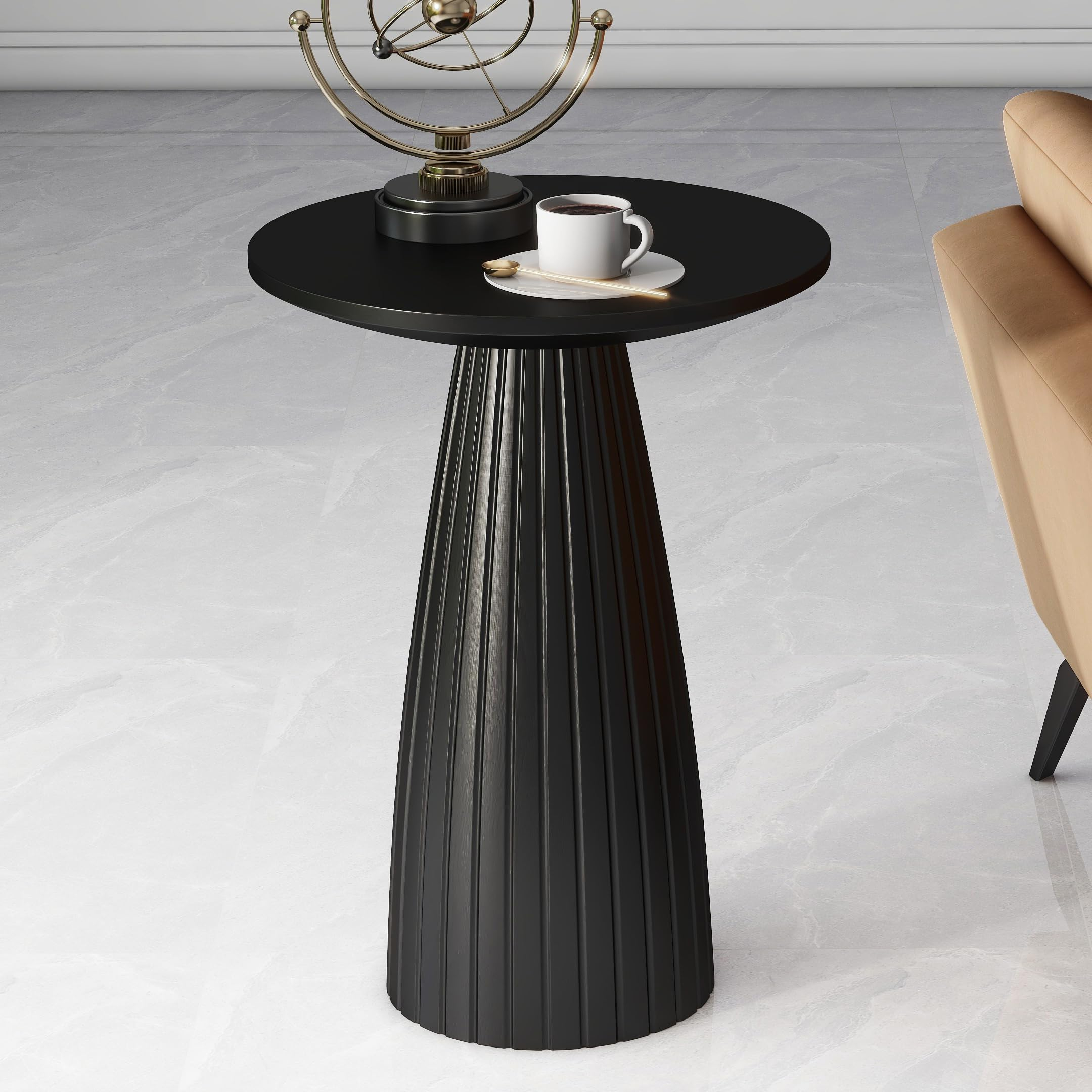 Side Table Black, Modern Drum End Table, 18 Inch Wide Black Accent ... in Monet Industrial 18 Inch Wide Metal Accent Side Table In Black