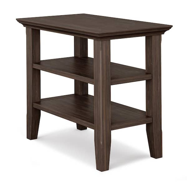 Simpli Home Acadian Solid Wood 14 In. Wide Rectangle Transitional ... throughout Solid Wood 14" Wide Rectangle Narrow Side Table In Light Golden Brown