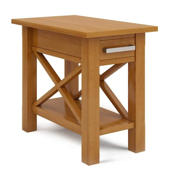 Simpli Home Kitchener 14 In. Wide Solid Wood Rectangle Contemporary ... intended for Solid Wood 14" Wide Rectangle Narrow Side Table In Light Golden Brown