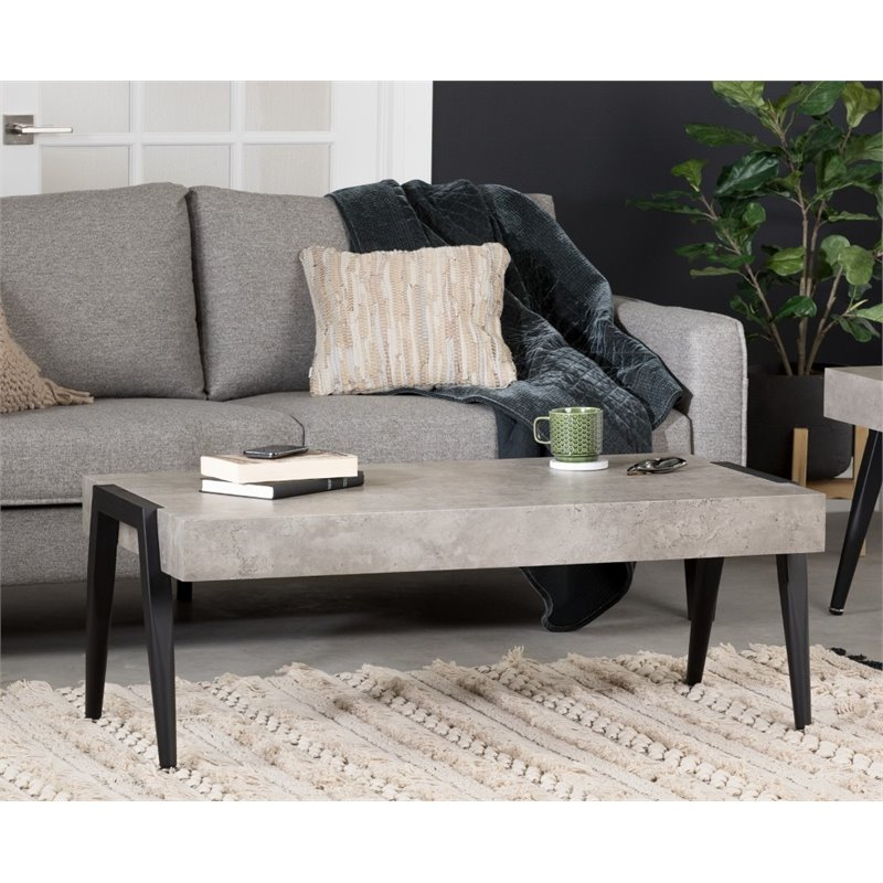 South Shore City Life Faux Concrete Coffee Table In Gray And Black ... throughout The Artisan Craft Behind South Shore City Life's Faux Concrete Tables
