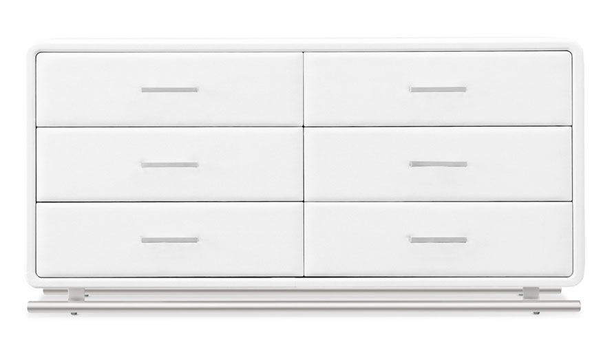 Vetro Accent Chest - White within Modern Vetro Side Table White Leatherette Finish Stainless Steel Base