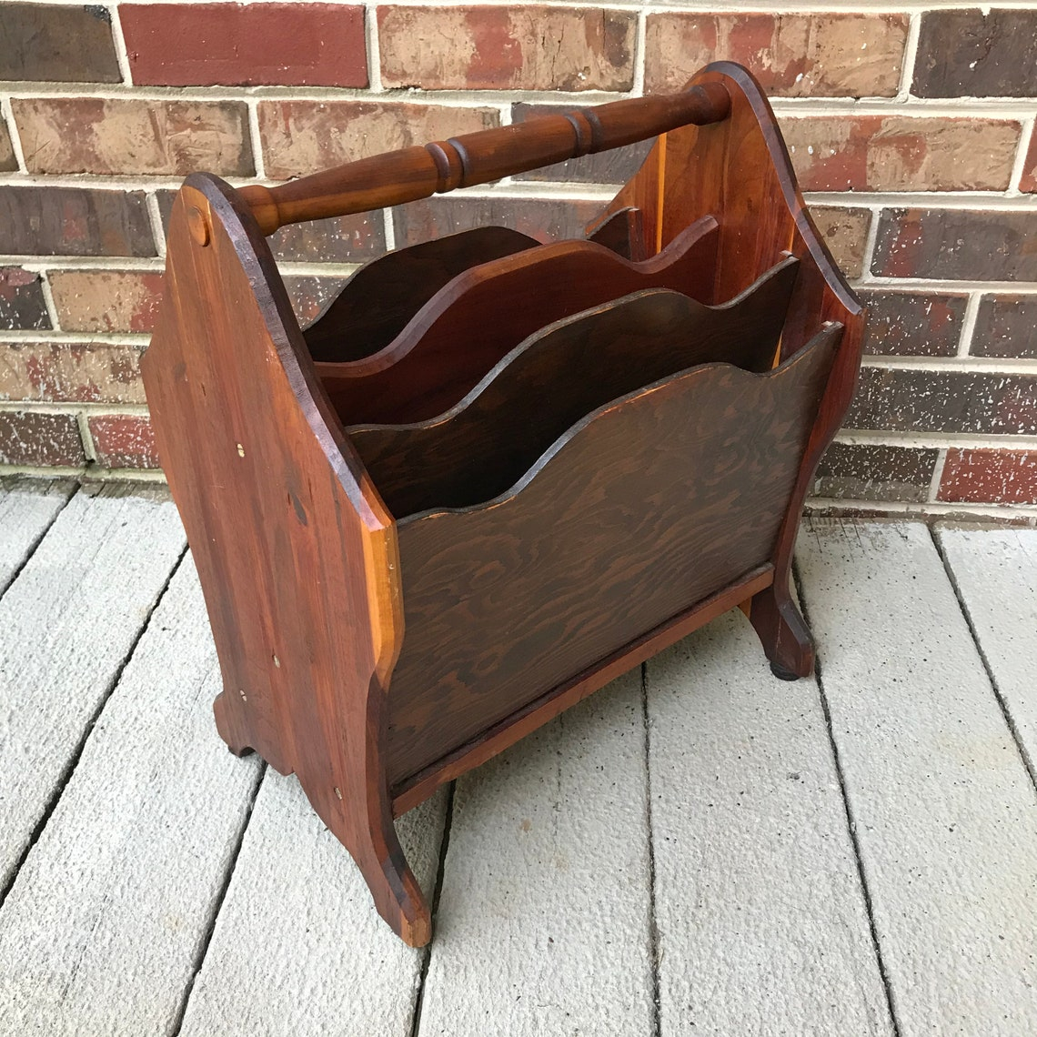 Vintage Wood Magazine Rack Handmade Large Sturdy I Can | Etsy with regard to Traditional Techniques Meet Modern Storage Solutions