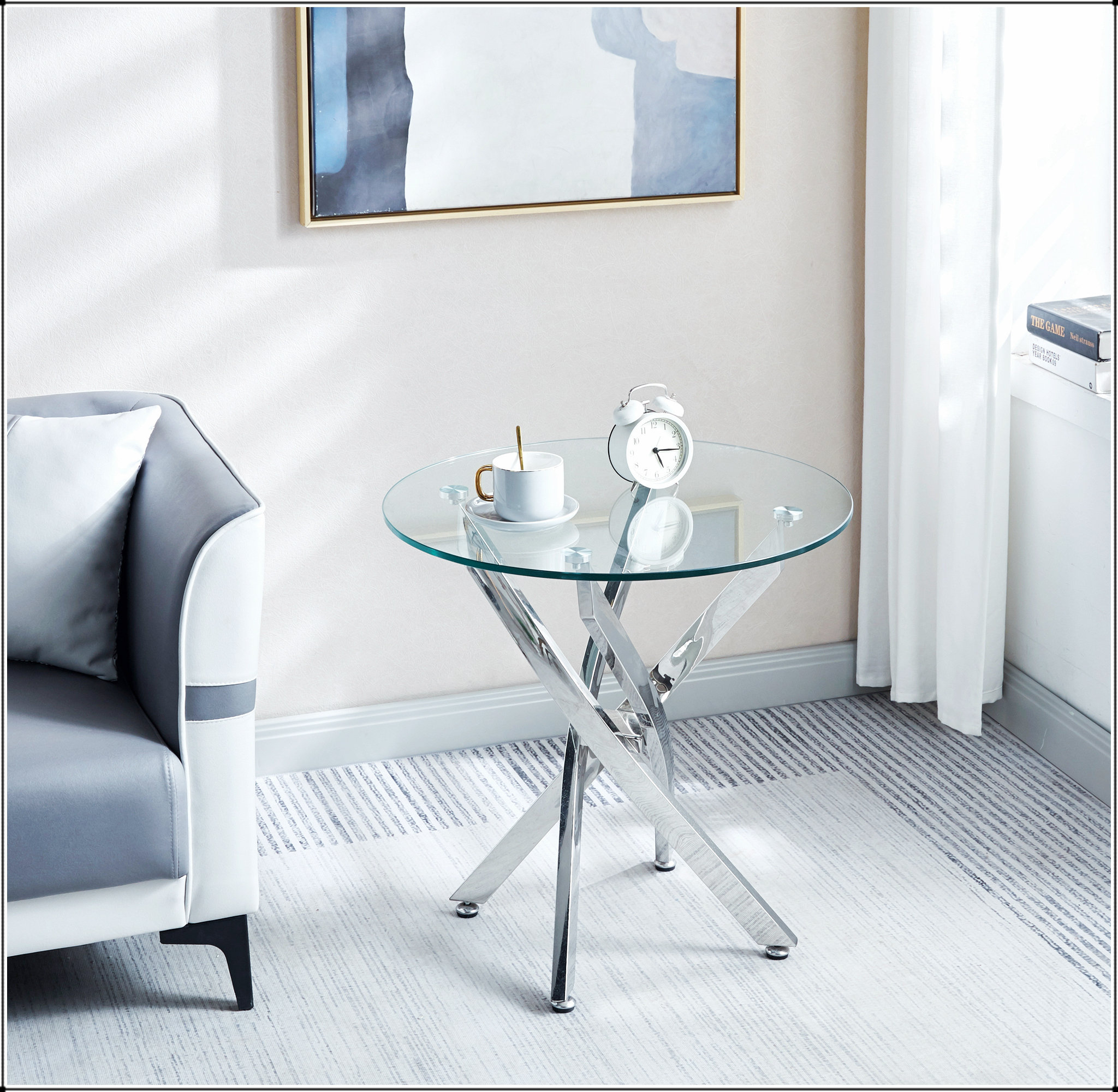 Wrought Studio™ Modern Round Tempered Glass End Table With Chrome Legs ... with regard to Material matters why tempered glass dominates modern furniture trends