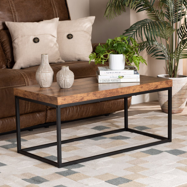 17 Stories Bardot Modern Industrial Walnut Brown Finished Wood And ... for Modern Industrial Walnut Brown Finished Wood And Black Metal End Table