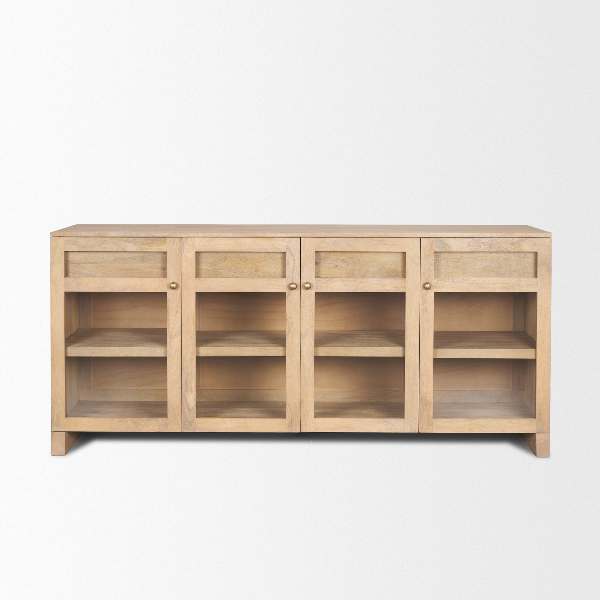 70826 - Suri Light Brown Wood W/ Glass Doors Sideboard inside Suri Light Brown Wood