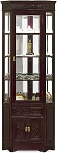Amazon.com: Chinafurnitureonline Dark Cherry Rosewood Flower And Bird ... regarding Dark Cherry Rosewood Flower And Bird Oriental Corner Display Cabinet