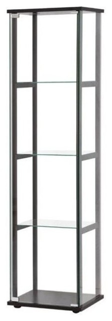 Bowery Hill Contemporary Wood 4 Shelf Glass Curio Cabinet In Black ... regarding Bowery Hill Contemporary Espresso 4 Shelf Glass Curio Cabinet