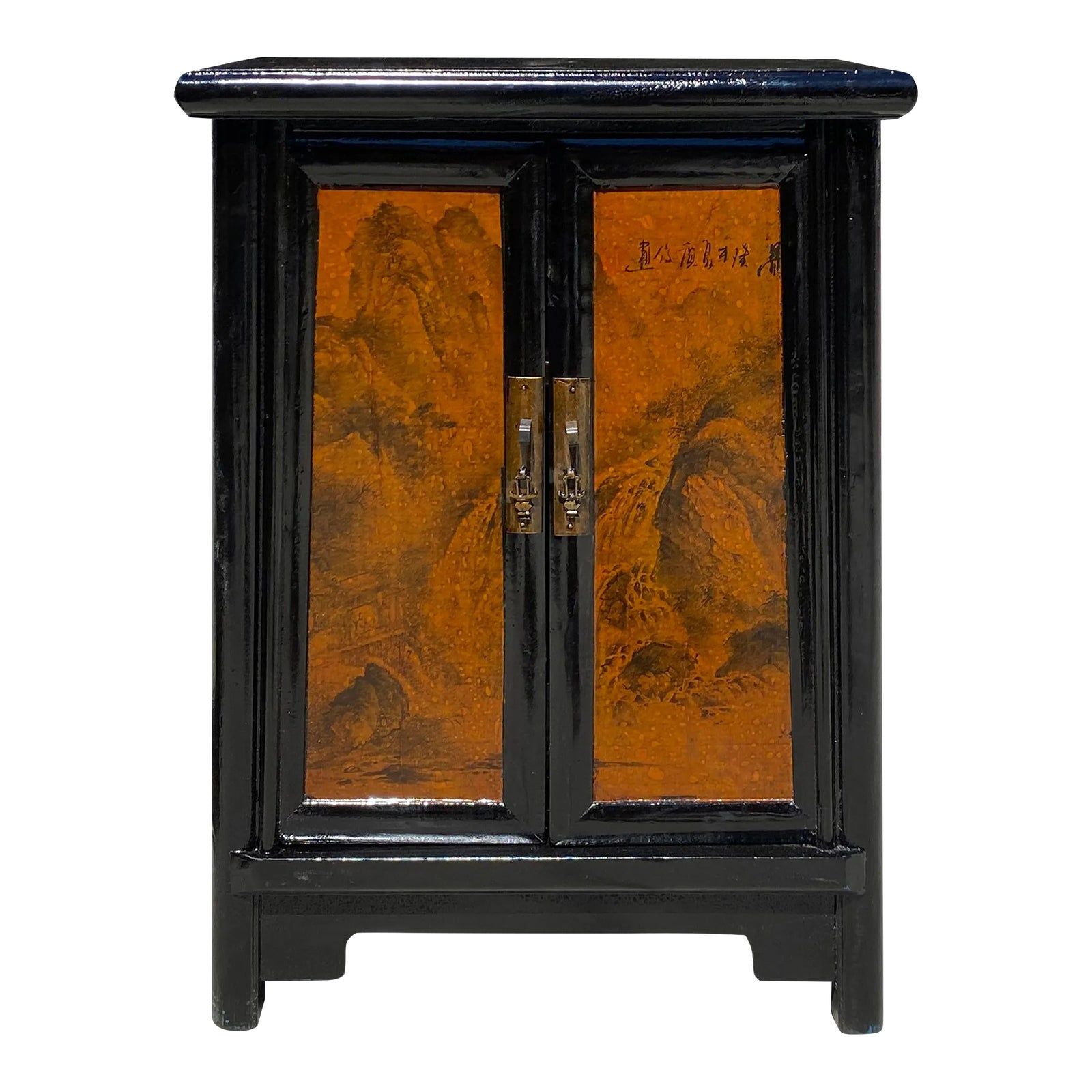 The Artisan Craftsmanship Behind Chinese Distressed Black Yellow Scenery Graphic Furniture