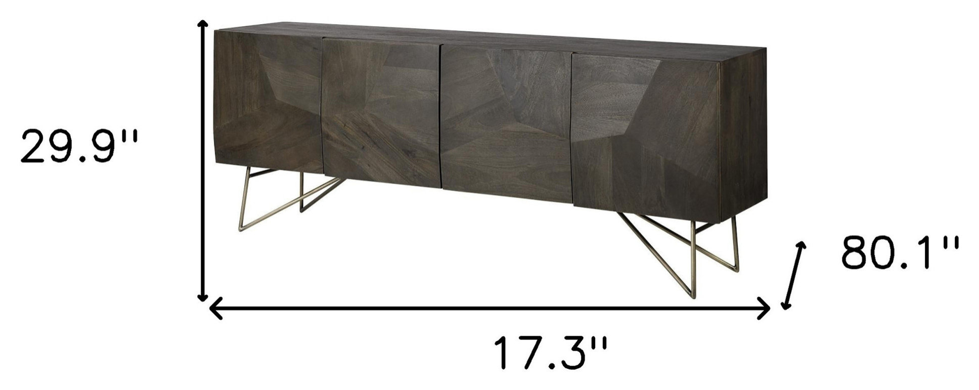 Dark Brown Solid Mango Wood Finish Sideboard With 4 Cabinet Doors ... throughout Homeroots Light Brown Solid Mango Wood Finish Sideboard