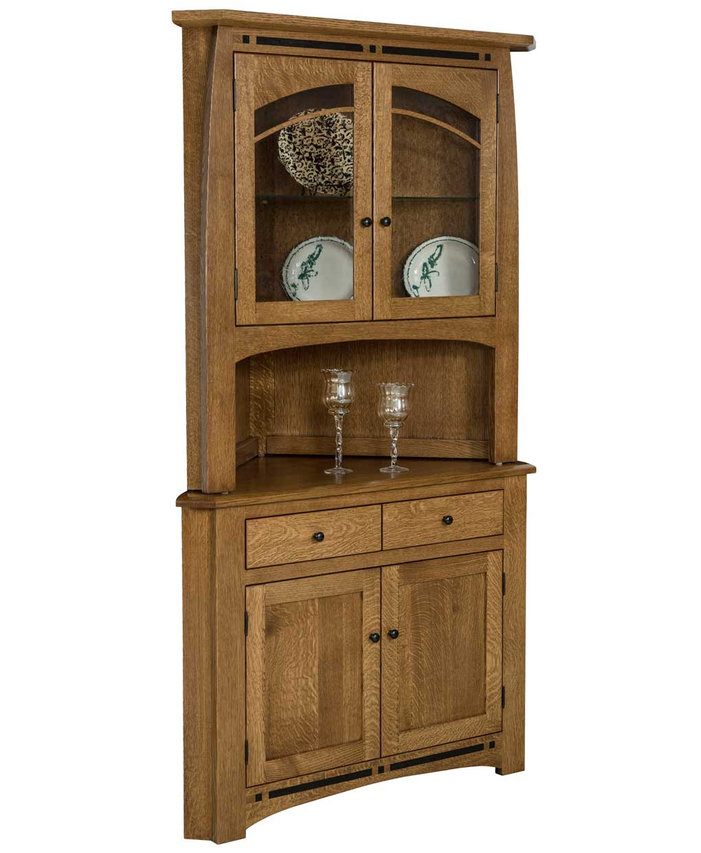 Eagle Furniture Classic Oak Corner Dining Buffet With Hutch - 15 Best ... inside The Evolution of Wheat-Inspired Furniture Design in Corner Hutches