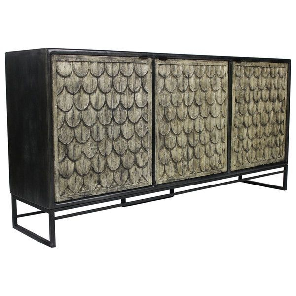 Hooker Furniture Living Room Melange Whitmore Four Door Credenza 628 ... within Comparing quality materials in contemporary accent furniture pieces