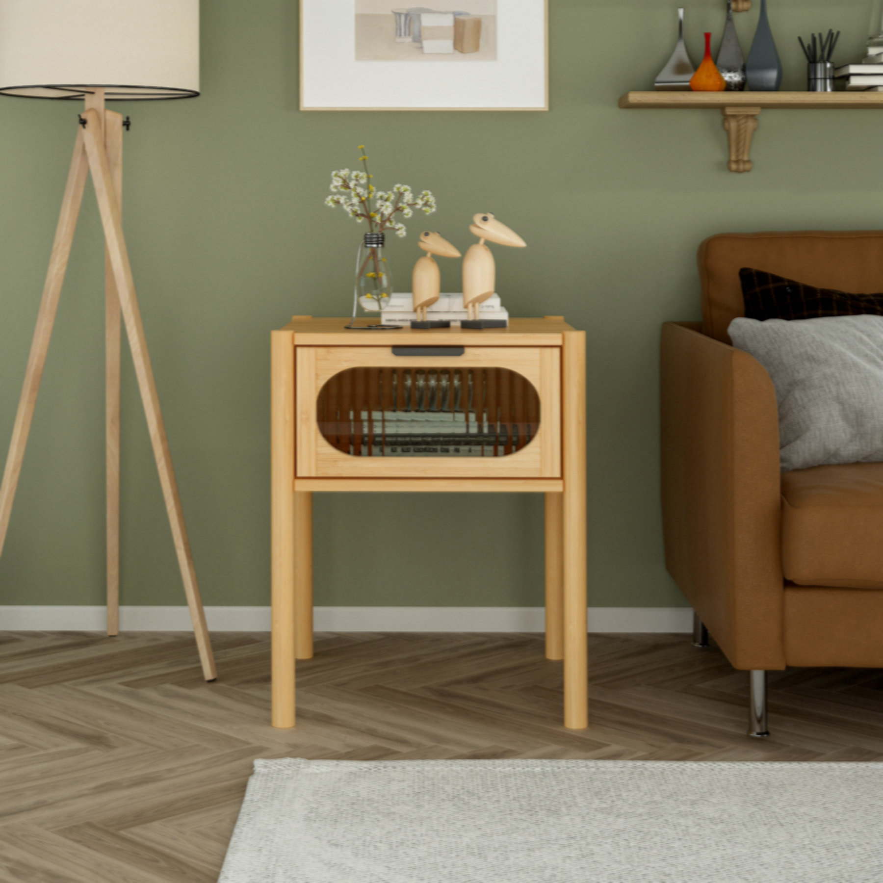 Millwood Pines 1 Drawer End Table, Bamboo Mid Century Modern Nightstand ... throughout Designing with Authentic Mid-Century Aesthetics Using Bamboo Materials
