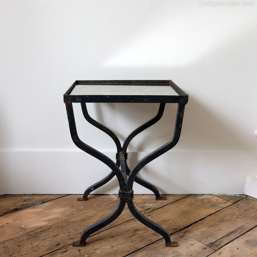 Petite Cast Iron Side Table As636A077 - Antiques Atlas inside Sheridan Cast Iron Side Table In Gold Featuring Rivet Detailing