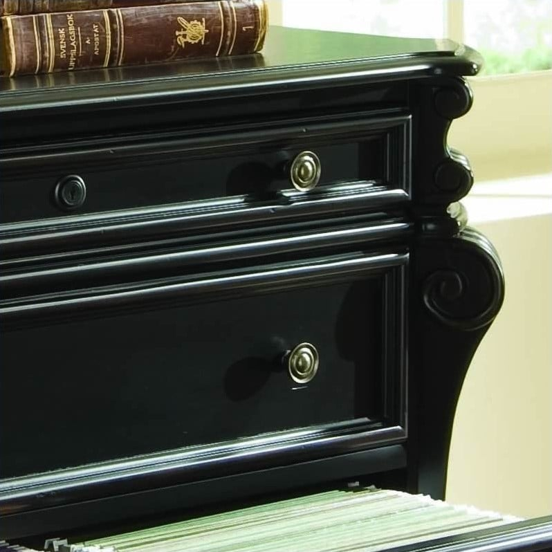Telluride 2 Drawer Wood Lateral File Cabinet In Black By Hooker ... regarding Hooker Furniture 370-10-265 Telluride 73"W 2 Drawer Cherry Veneer - Black /