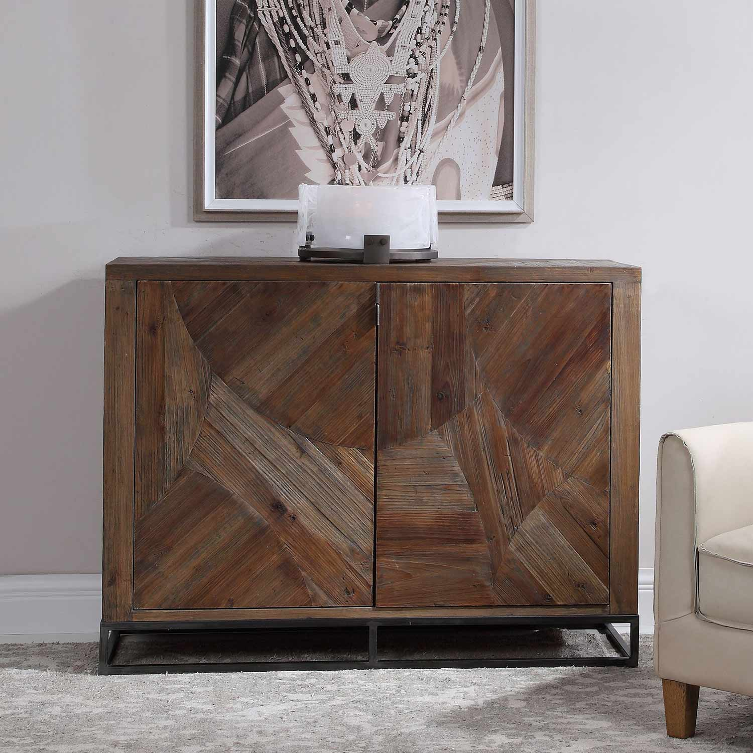 Uttermost Evros Reclaimed Wood 2 Door Cabinet Uttermost-24932 At ... regarding Uttermost 24932 Evros 52"W Reclaimed Fir Wood Accent Cabinet - Aged Gunmetal