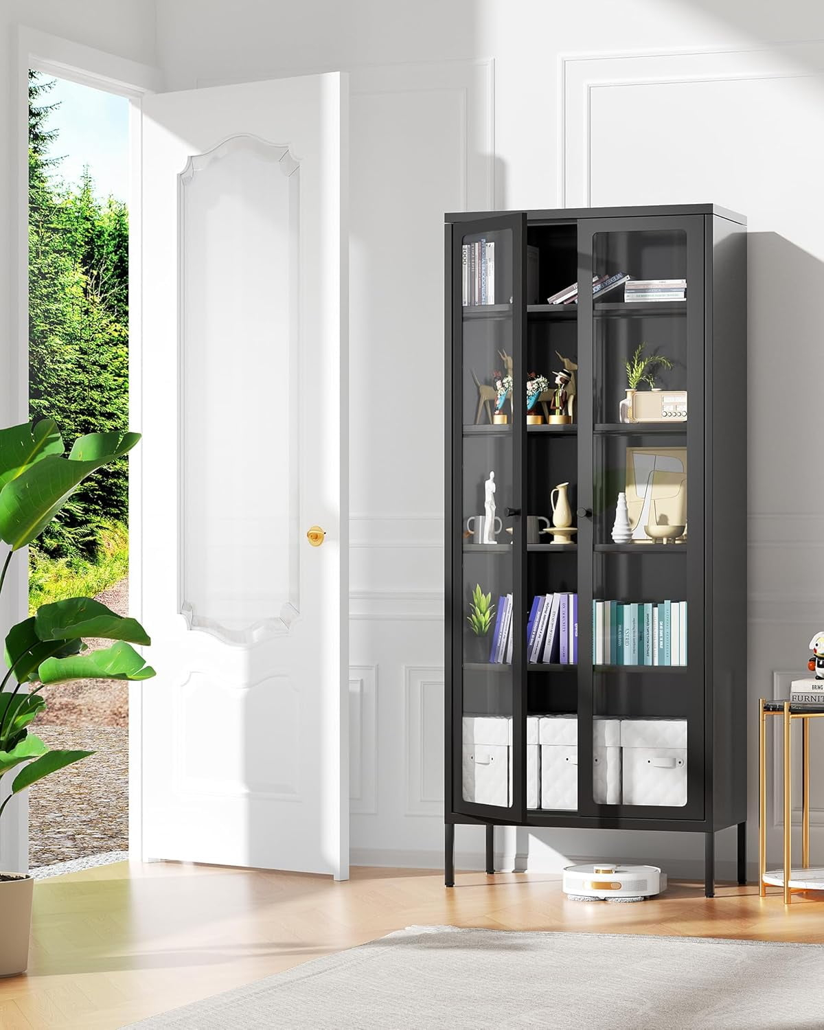 Bonusall Display Cabinet With Glass Doors,67” Metal Display Curio ... pertaining to The Forgotten Craft of Handcrafted Curio Cabinets