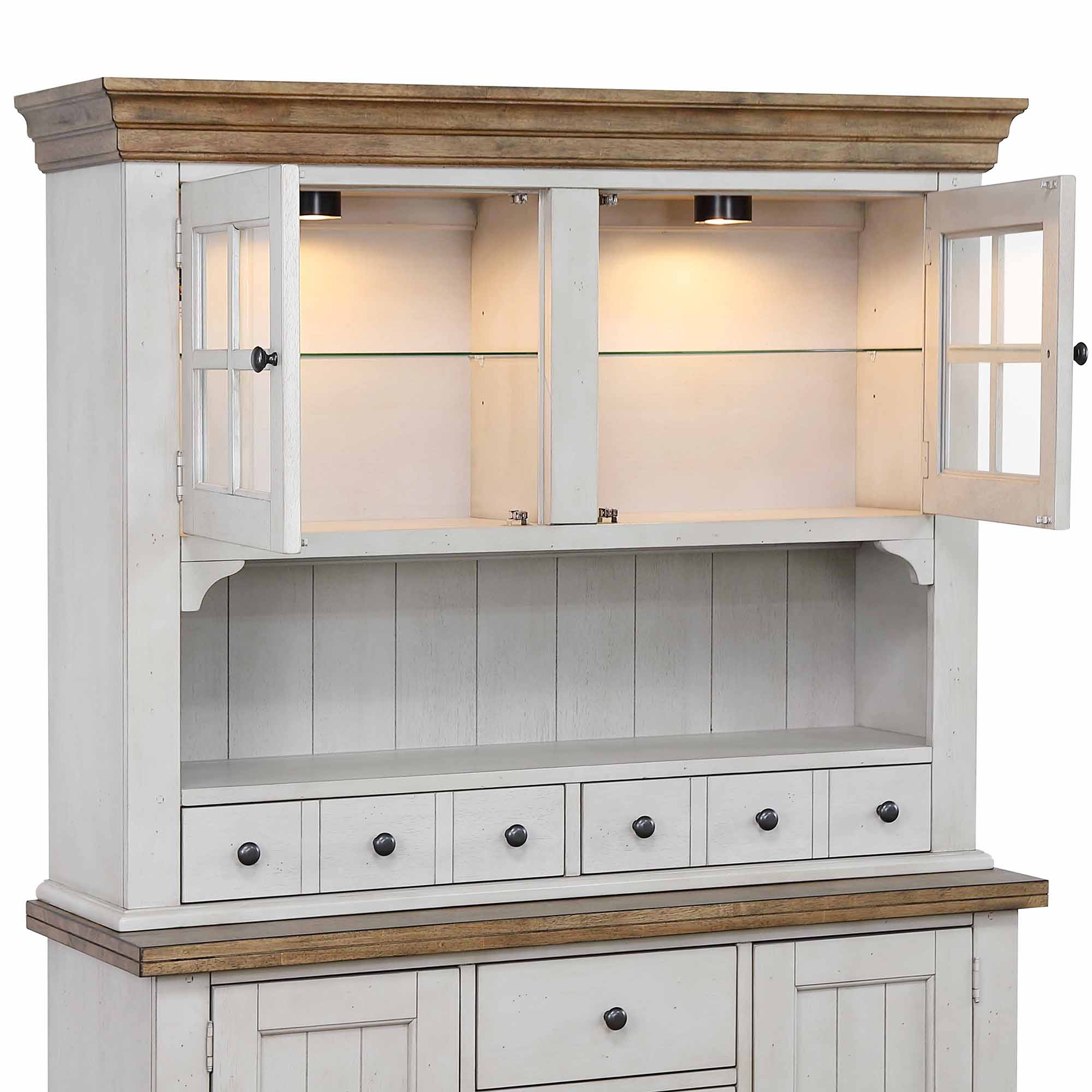 Country Grove Buffet And Lighted Hutch – Gray Oak - Sunset Trading pertaining to The Timeless Elegance of Country Grove Buffet and Lighted Hutch Collections