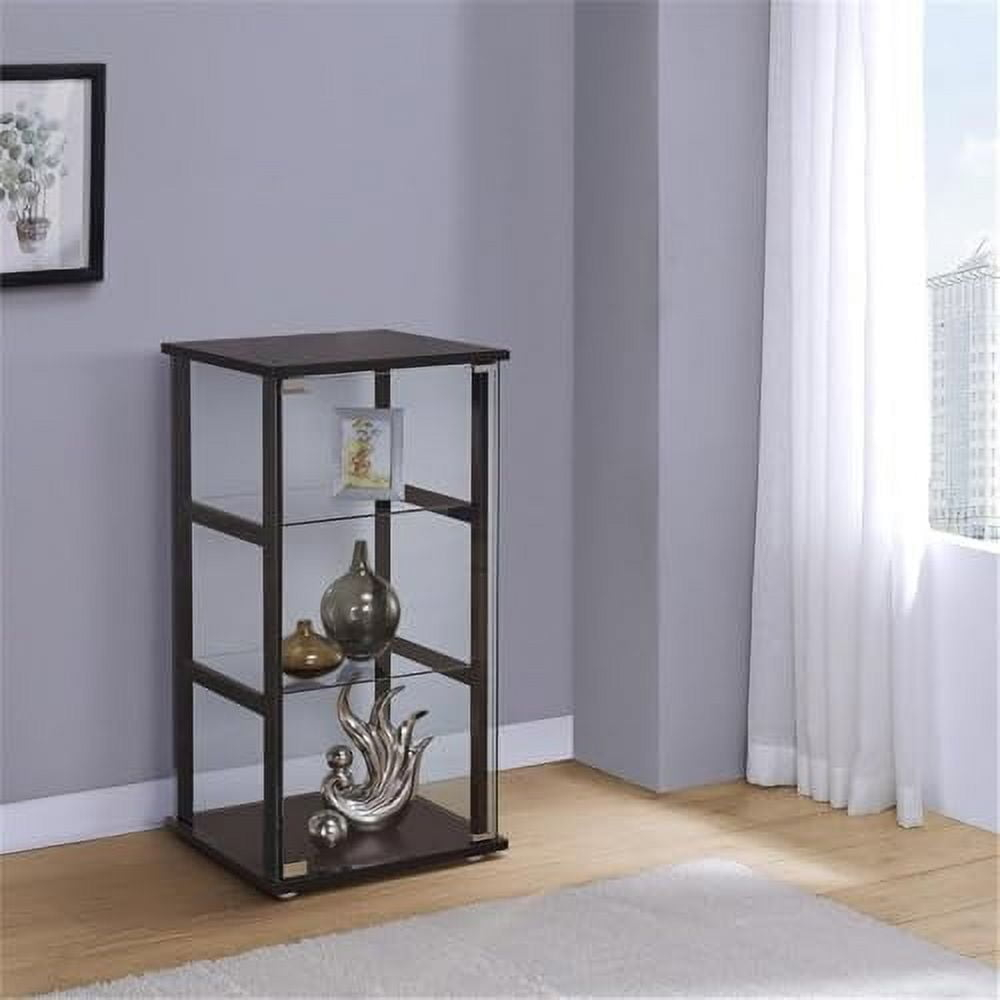 Bowery Hill Contemporary 3 Shelf Glass Curio Display Cabinet,Wood ... in Curating Your Collection with Contemporary Cabinet Architecture